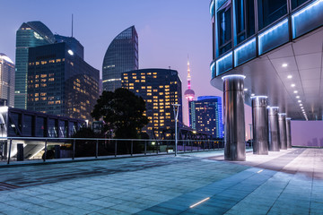 cars motion blur on city road at night in shanghai financial and trade zone © evening_tao