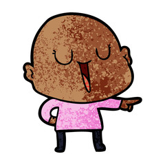 happy cartoon bald man