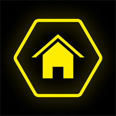 Neon Button Polygon - Häuschen