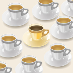 golden cup in a group with white cups
