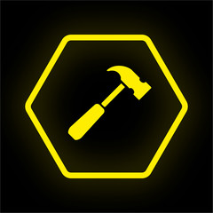 Neon Button Polygon - Hammer - Reparatur