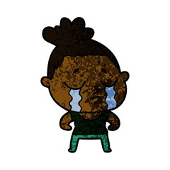 cartoon tough woman crying