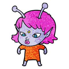 pretty cartoon alien girl