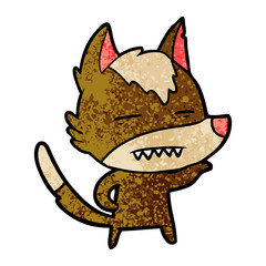 cartoon wolf showing teeth