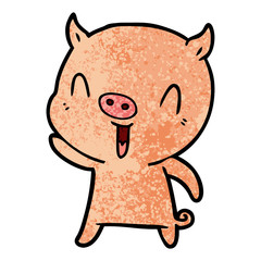 happy cartoon pig