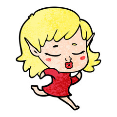 pretty cartoon elf girl running