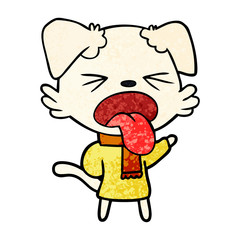 cartoon dog wearing scarf and pullover