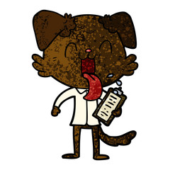 cartoon panting dog with clipboard