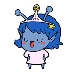 happy alien princess cartoon