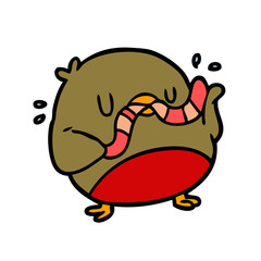 cartoon bird eating worm