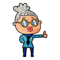 cartoon woman wearing spectacles