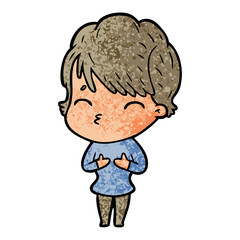 cartoon woman thinking