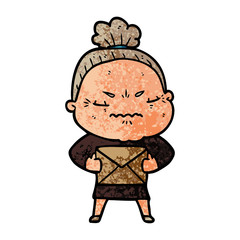 cartoon annoyed old lady