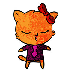 Obraz na płótnie Canvas cartoon cat with bow on head
