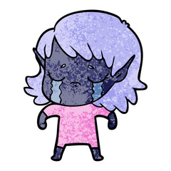 cartoon crying elf girl