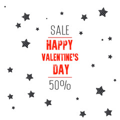 Valentines day sale background with  stars