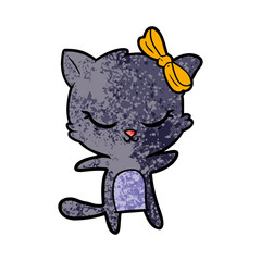 cute cartoon cat with bow