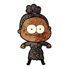 cartoon happy old woman