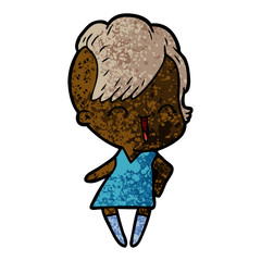 happy cartoon hipster girl