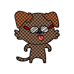 cartoon spectacles dog sticking out tongue