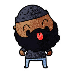 man with beard sticking out tongue