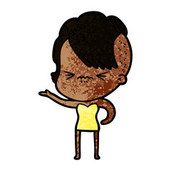 cartoon annoyed hipster girl