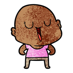 happy cartoon bald man
