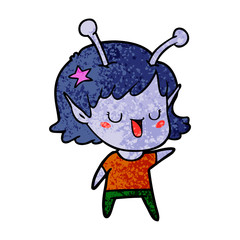 happy alien girl cartoon