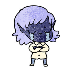cartoon crying elf girl