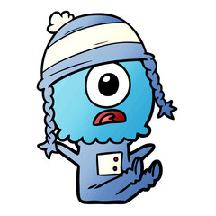 cartoon cyclops alien spaceman