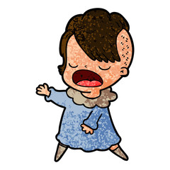 cartoon cool hipster girl talking