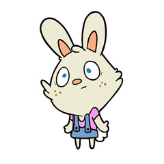 cute cartoon rabbit shrugging shoulders