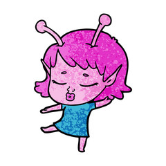 cute alien girl cartoon