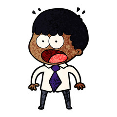 cartoon shocked man in shirt and tie