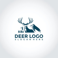 Deer and Mountain Logo Template Design. Vector Illustrator Eps. 10