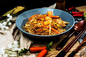 Shrimp noodles on the table