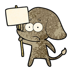 cartoon unsure elephant with protest sign
