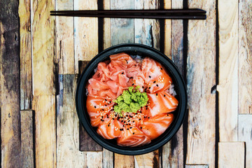 japanese food Mix Sashimi Chirashi Rice Bowl