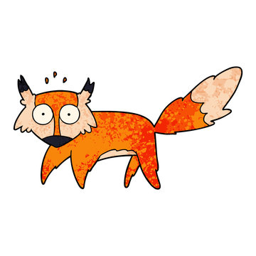cartoon startled fox