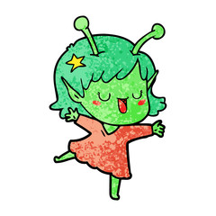 happy alien girl cartoon