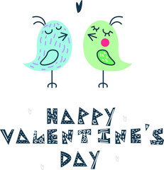 Hand drawn birds with lettering 