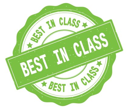 BEST IN CLASS text, written on green round badge.
