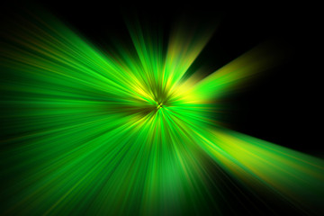 Starburst _ Esplosione di luce verde su sfondo nero - obrazy, fototapety, plakaty