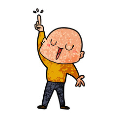 happy cartoon bald man