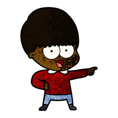 happy cartoon boy pointing