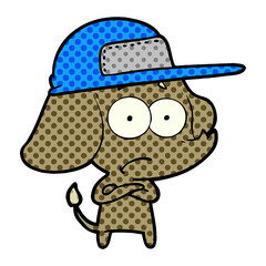 cartoon unsure elephant wearing trucker cap