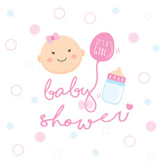 Baby Girl Shower, Happy Birthday for new born celebration greeting and invitation card.