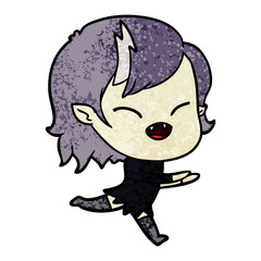 cartoon laughing vampire girl running