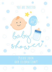 Baby Boy Shower , Happy Birthday for new born celebration greeting and invitation Post card Size