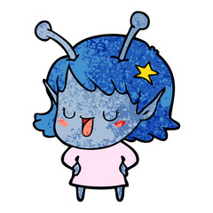 happy alien girl cartoon